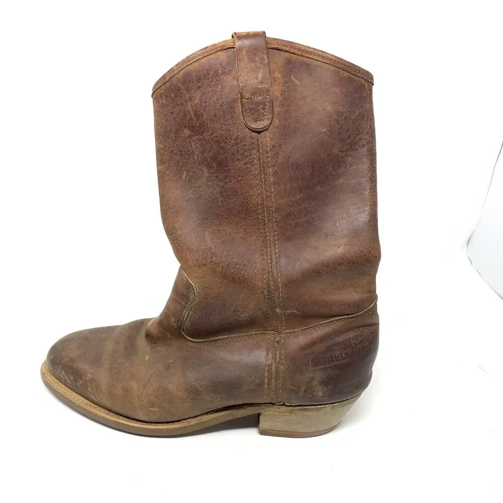 Vintage Matterhorn Brown Size 7.5 EE pull On Boots Vibram Soles Hard-Toe